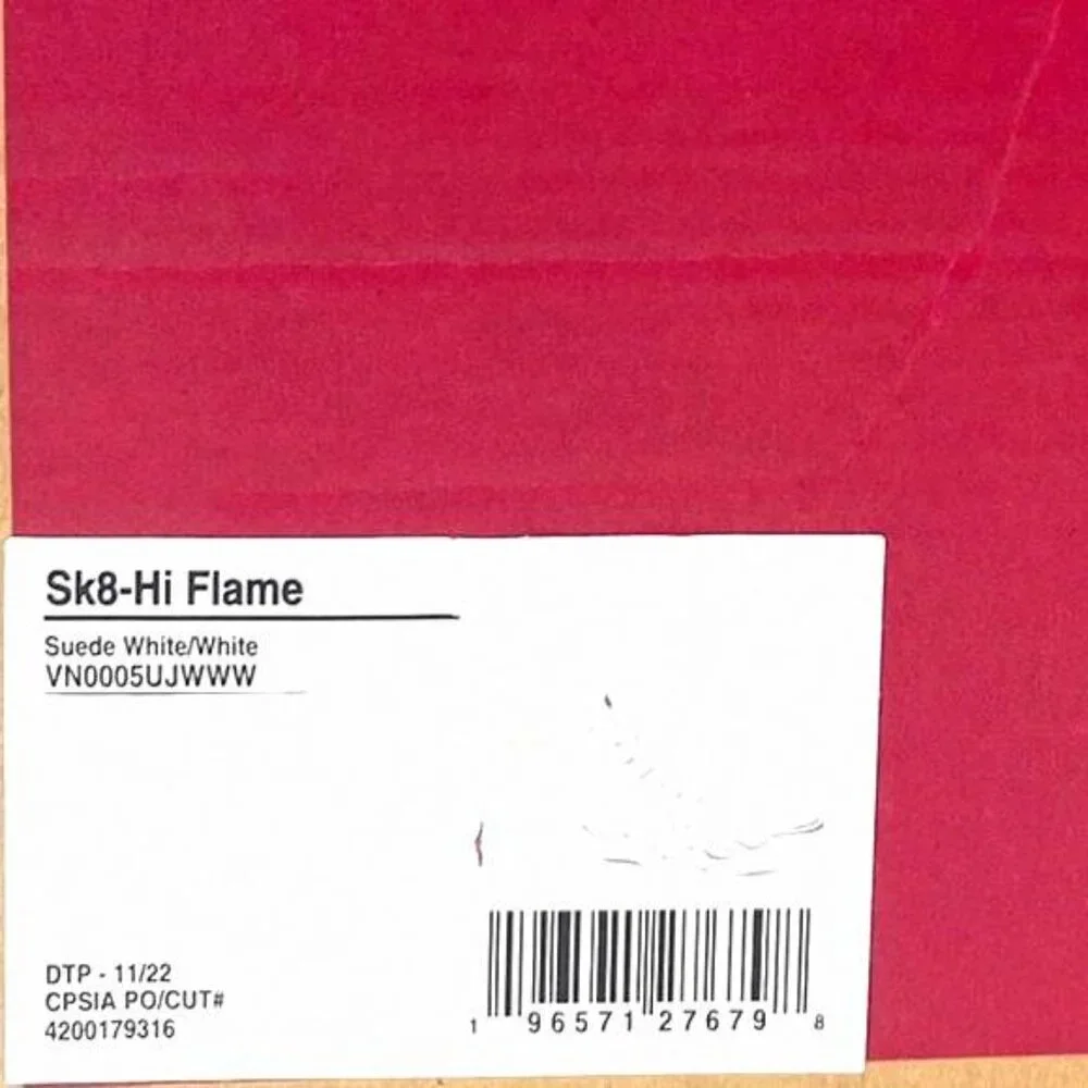 VANS Sk8-Hi Flame Suede Shoes White Gray Skate VN0005UJWWW Size Women's Sneakers